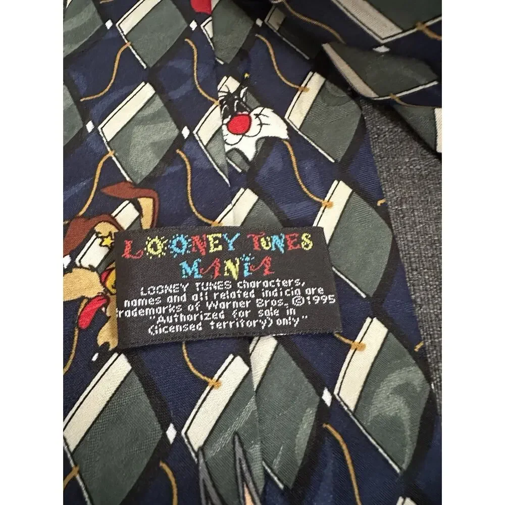 Vintage 1995 Looney Tunes Mania Tie Warner Bros Bugs Bunny Taz Tweety Sylvester